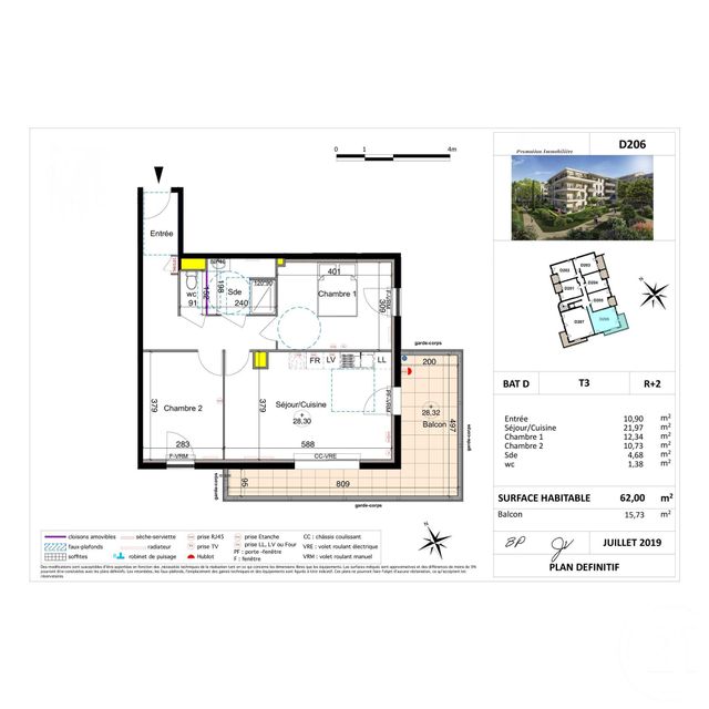 Afficher la photo en grand Appartement T3 à vendre - 3 pièces - 62.31 m2 - SIX FOURS LES PLAGES - 83 - PROVENCE-ALPES-COTE-D-AZUR - Century 21 Agence Du Bord De Mer