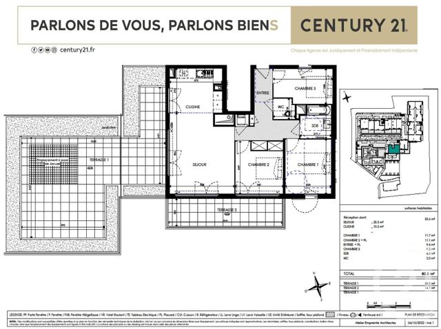 Appartement T4 à vendre - 4 pièces - 83.5 m2 - SIX FOURS LES PLAGES - 83 - PROVENCE-ALPES-COTE-D-AZUR - Century 21 Agence Du Bord De Mer